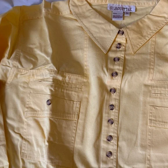 5X Silhouette Womens Casual Yellow Button Down Shirt - Vintage NEW - Picture 4 of 5
